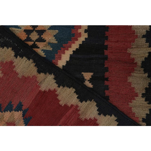 Textile 1950s Vintage Ghazvin Persian Kilim in Blue and Red in Multicolor Patterns by Rug & Kilim For Sale - Image 7 of 8