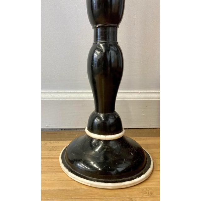 Contemporary Vintage Bone Inlaid Candelabra Set For Sale - Image 3 of 8