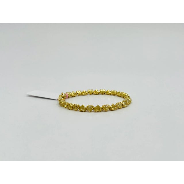 Metal Yellow Heart Half Cart Each Diamond Bracelet in 18k Yellow Gold For Sale - Image 7 of 8