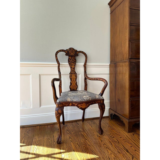 Brown 19th century Dutch Marquetry Chair For Sale - Image 8 of 8