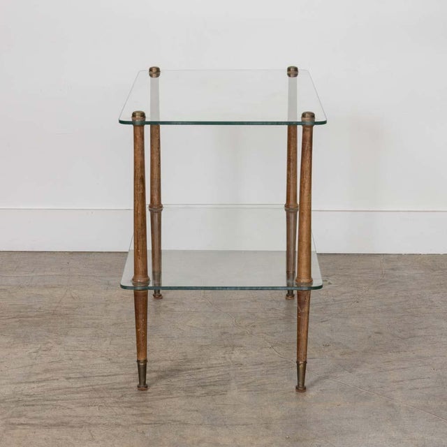 1950s French Wood and Glass Two-Tier Side Table For Sale - Image 5 of 15