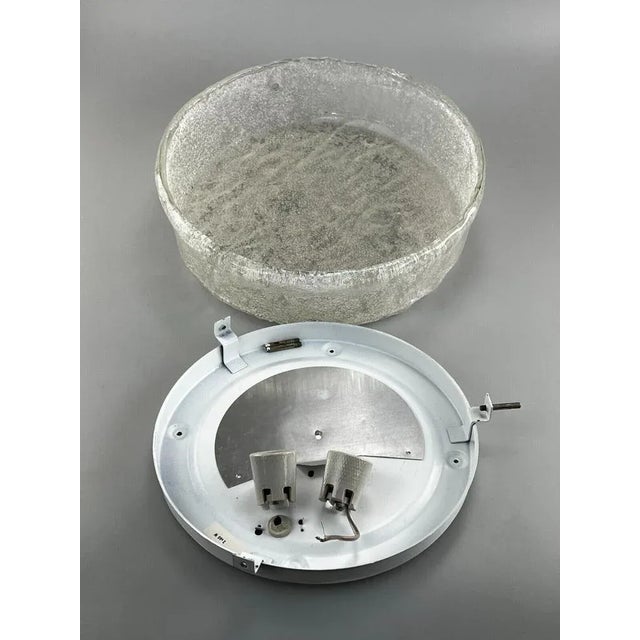 Mid-Century Modern Mid-Century Modern Flush Mount in Ice Glass from Hillebrand, 1960s For Sale - Image 3 of 13