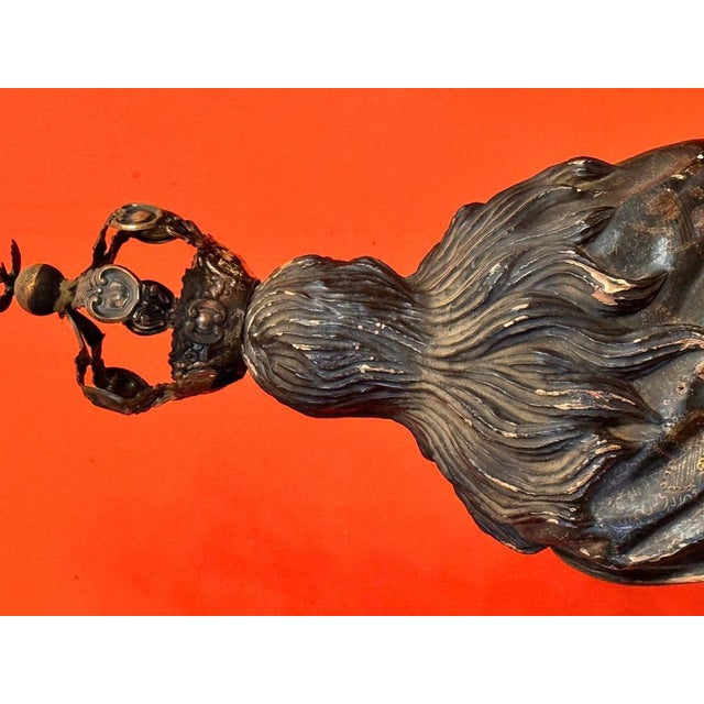 Spanish School Conception in Polychrome Wood with Silver Crown, 18th For Sale - Image 6 of 13