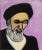 Evocative pop art/fauvist treatment of the return of Ayatollah Khomeini to Iran by Monterey, California aritst Dick Crispo...