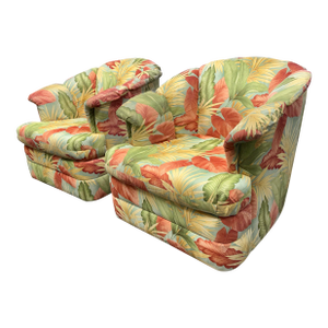 Yum Yum Tree Botanical Print Swivel Chairs, Pair