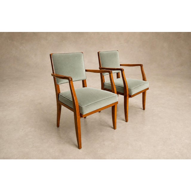 Pair of Caviúna Wood Armchairs in Thick Green Velvet, Brazil, Mid-20th Century - Lot 954 For Sale In New York - Image 6 of 16
