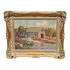 Samuel Bering "Mill" 1935 Impressionist Oil Painting