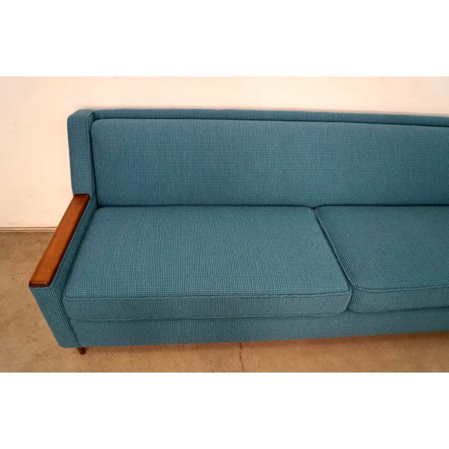 Wood 1960’s Mid-Century Modern Papa Bear Style Walnut Arm Sofa in Knoll Textiles For Sale - Image 7 of 12
