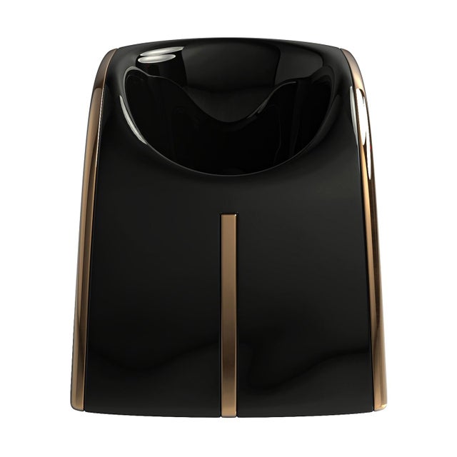"Falce" Ice Bucket With Bronze, Stainless Steel, Walnut, Handmade Bizimyer Furniture. Unmatched. Unrivalled. Designed by...