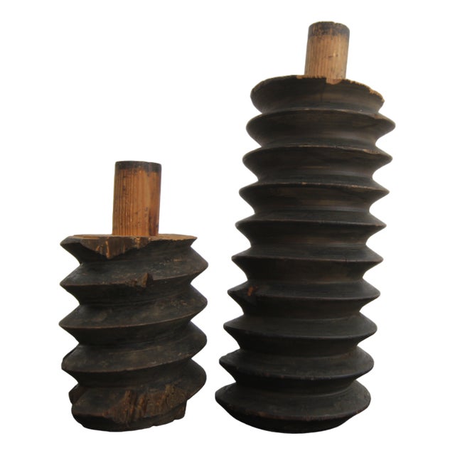 Early 20th Century Wooden Screws, 1890s, Set of 2 For Sale