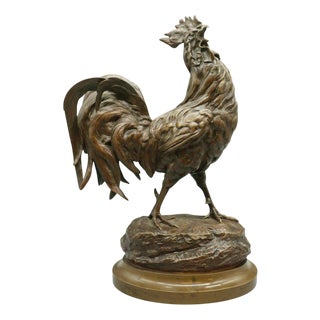 Strutting Bronze Cockerel by Alfred Barye For Sale
