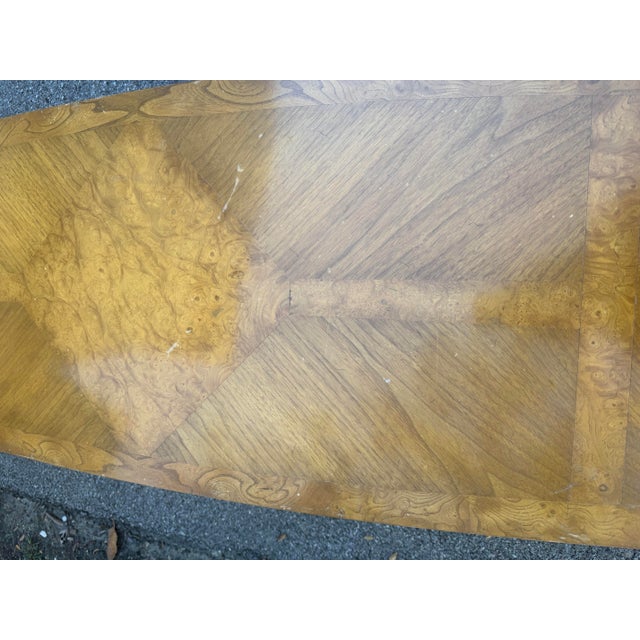 Vintage Mid-Century Modern Long Burlwood Coffee Table For Sale - Image 9 of 9