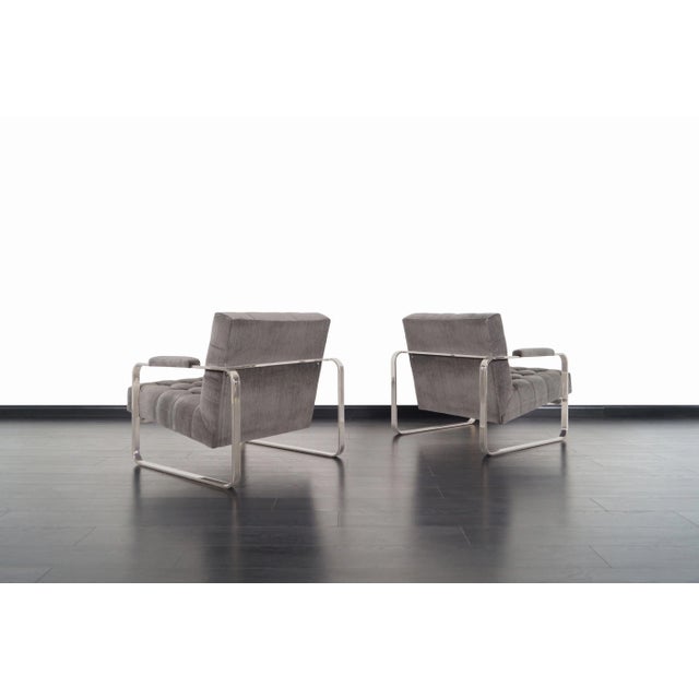 Mid-Century Modern Velvet Lounge Chairs Attributed to Milo Baughman For Sale In Los Angeles - Image 6 of 11
