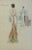 Authentic 1920s - 1940s fashion plate, likely originally from either a portfolio or a book, that has been framed circa...