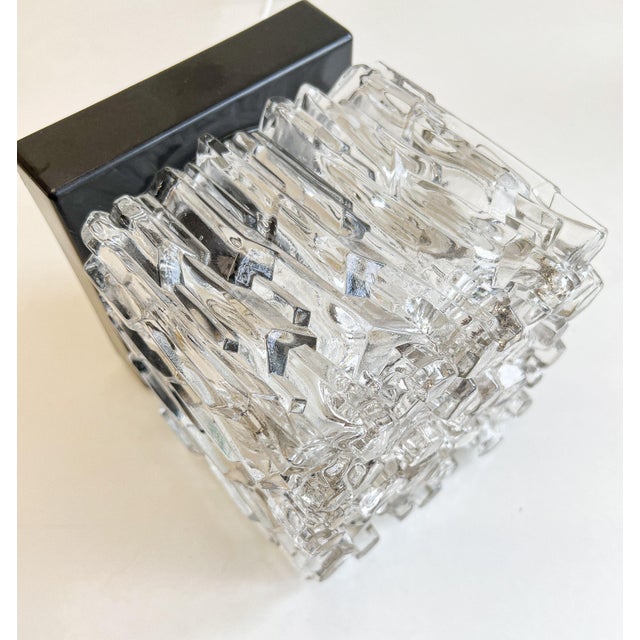 Textured Ice Glass Square Flushmount in the style of Helena Tynell, 1960s For Sale - Image 6 of 15