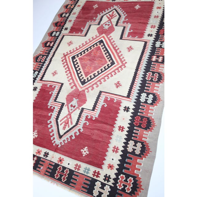 1950s Vintage Balkan Sarkoy Kilim - Exceptional Fine Weaving - 4’ 5’' X 7' For Sale - Image 10 of 12