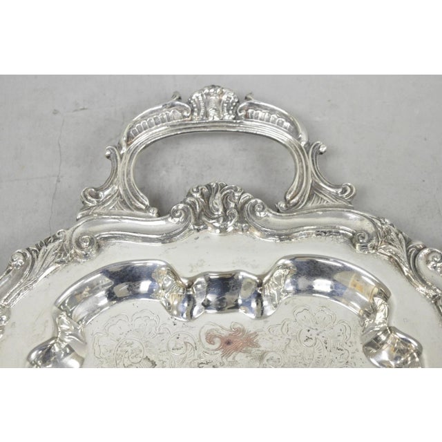 Vintage Sheffield Baroque Silver Plated Long Narrow Serving Platter Bar Tray For Sale - Image 10 of 15
