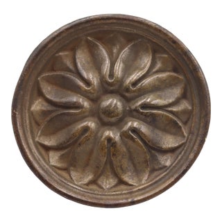 Vintage 3.125 In. Cast Brass Floral Drawer Pull For Sale