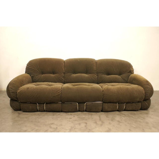 3-seater sofa, 'Okay' model, designed by Adriano Piazzesi, Italy, 1970s. Three comfortable seats enclosed in an elegant...