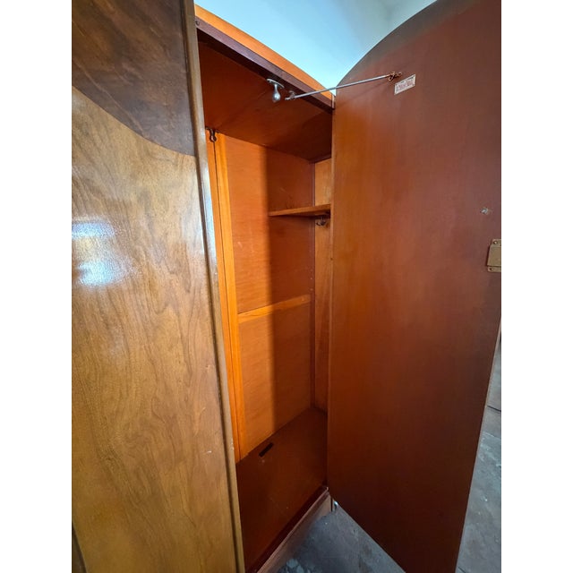 Vintage Art Deco 1940's Burl Wood Armoire Dresser For Sale In Los Angeles - Image 6 of 16