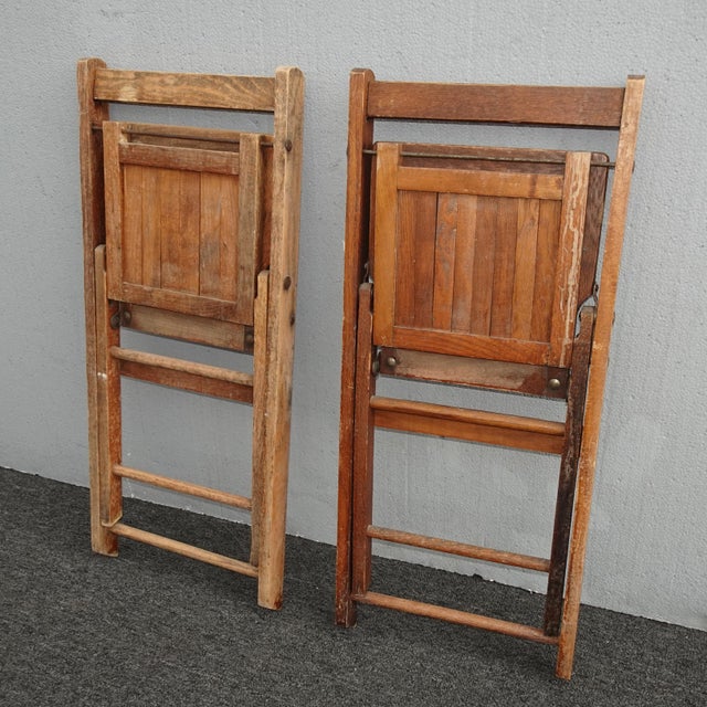 Wood Antique Wooden Folding Child Chair or Doll Chair ~ French Farmhouse Chic For Sale - Image 7 of 8