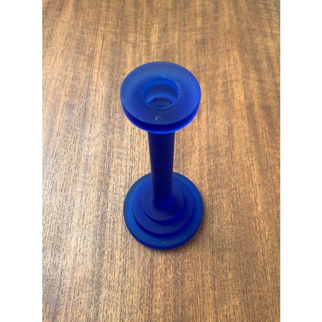 Postmodern Blue Glass Candleholder, 1990s For Sale - Image 4 of 16