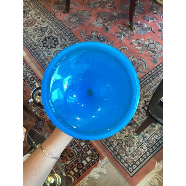 Glass French Blue and White Opaline Glass Vases, Pair For Sale - Image 7 of 8
