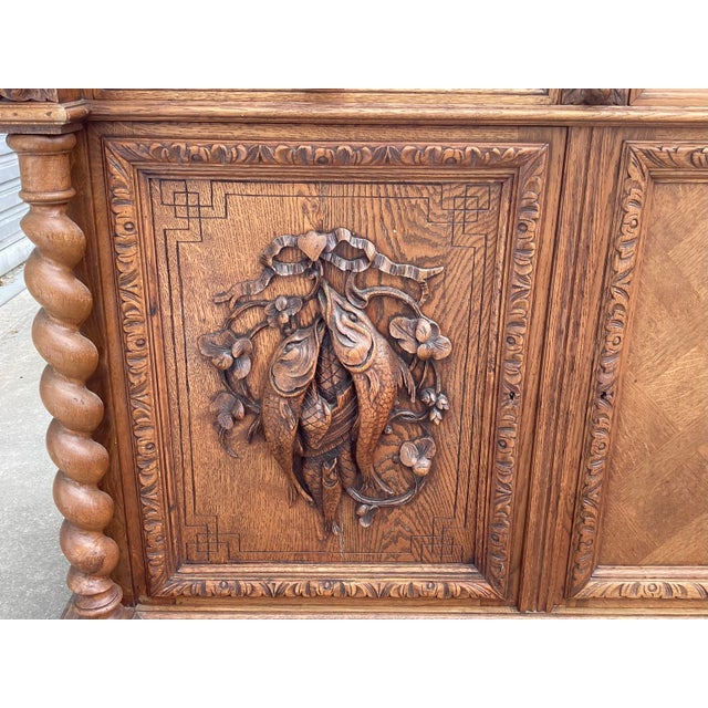 19th C. French Hunting Theme Oak Credenza For Sale - Image 13 of 16