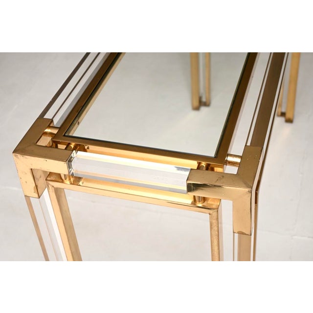 Gold Vintage Italian Acrylic and Brass Console Table, 1970 For Sale - Image 8 of 11