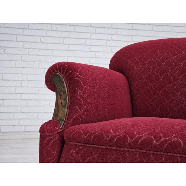 Danish 3-Seater Sofa in Red and Light Grey Wool and Oak, 1950s For Sale - Image 18 of 18