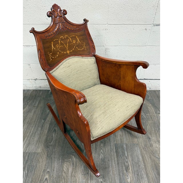 Victorian Antique Victorian Mahogany Rocking Chair For Sale - Image 3 of 13