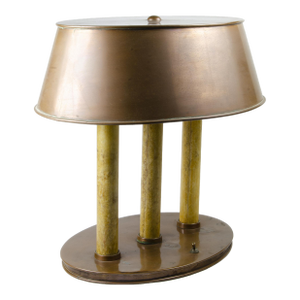 Mid-20th Century Modern Bouillotte Table Lamp With Brass Body and Shade, Italy