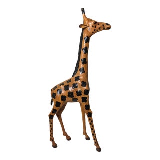 Vintage Leather-Clad Giraffe Figurine For Sale