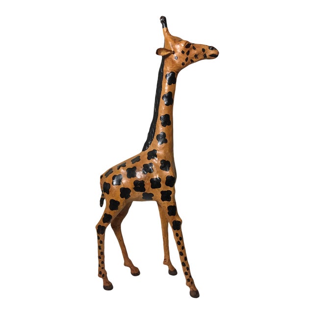 Vintage Leather-Clad Giraffe Figurine For Sale