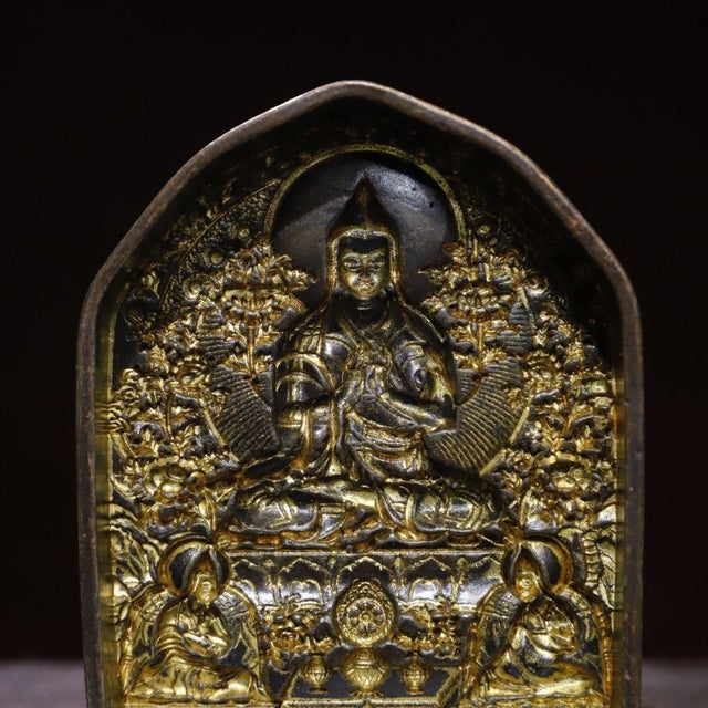 Metal Antique Tibetan Tsha Tsha Mould of Tsongkhapa, Himalayan Buddhist Art For Sale - Image 7 of 9