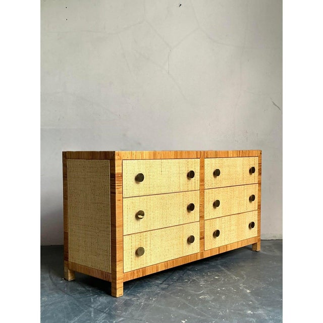 Vintage Boho Bielecky Brothers Woven Rattan Dresser For Sale - Image 9 of 9