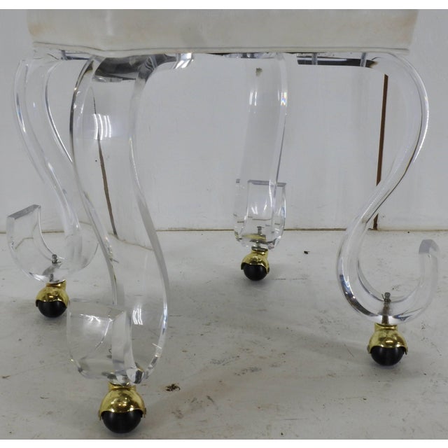 Modern Rolling Stool on Acrylic Legs For Sale - Image 3 of 7