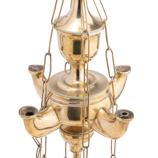 Late 18th Century Italian Cast Brass 4 Spout Oil Lamp With Wick Implements, 1790 For Sale - Image 5 of 13