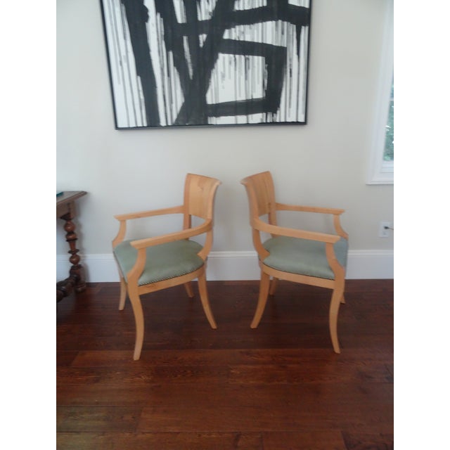 Biedermeier Vintage Biedermeier Style Chairs With Leather Seats For Sale - Image 3 of 9