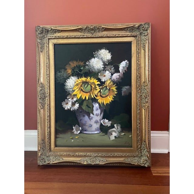 Signed Oil on Canvas Floral Still Life For Sale In Charleston - Image 6 of 8