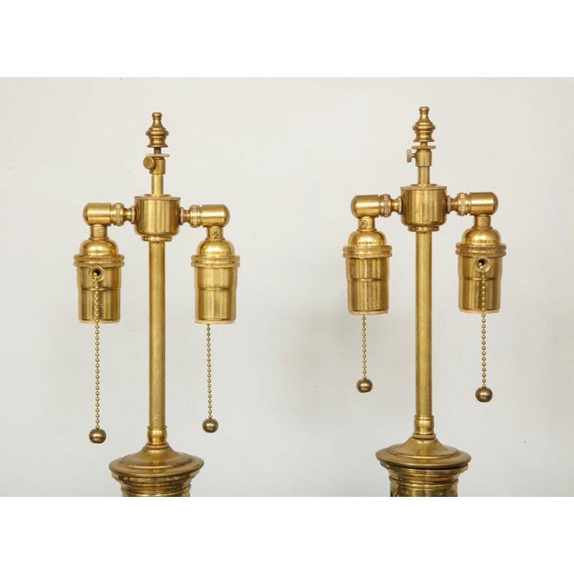 Glass Blue Opaline Glass Lamps - a Pair For Sale - Image 7 of 9