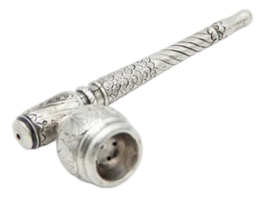 Silver Pipe with Raised Plant Motifs