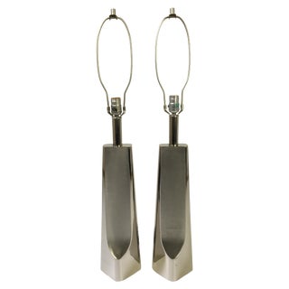 Maurizio Tempestini Polished Nickel Lamps for Laurel- a Pair For Sale