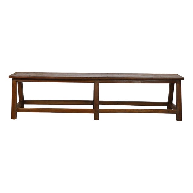 Matthew Izzo Home Vintage Heirloom Teak Wood Bench For Sale