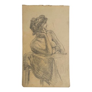 1907 Japanese Female Nude Drawing For Sale