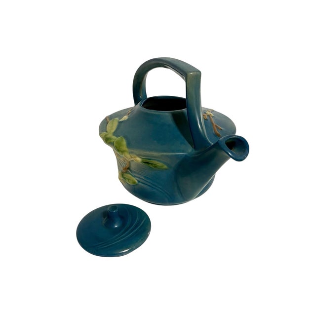 1940s 1940's Roseville Pottery Snowberry Persian Blue Teapot For Sale - Image 5 of 5