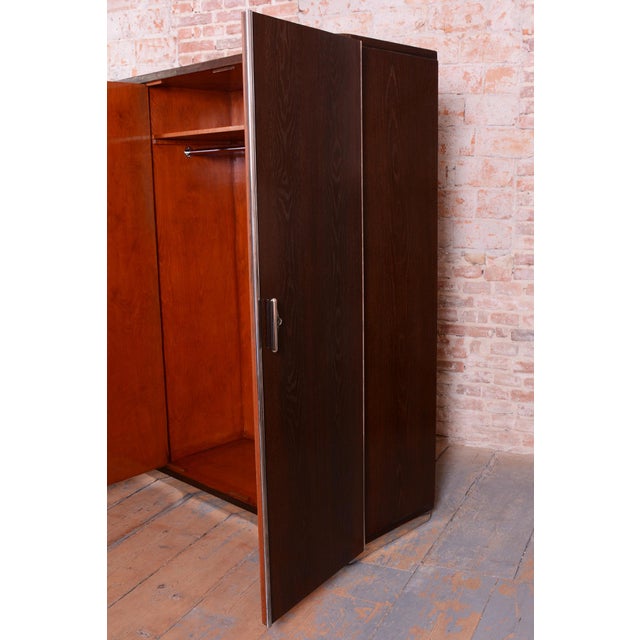 Bauhaus Wardrobe in Chrome, Steel, and Oak from Vichr a Spol, Czech, 1930s For Sale - Image 6 of 18