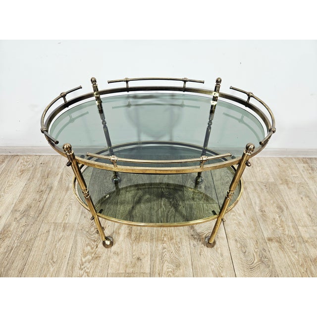 Vintage French Brass Serving Bar Cart, 1960s For Sale - Image 15 of 18