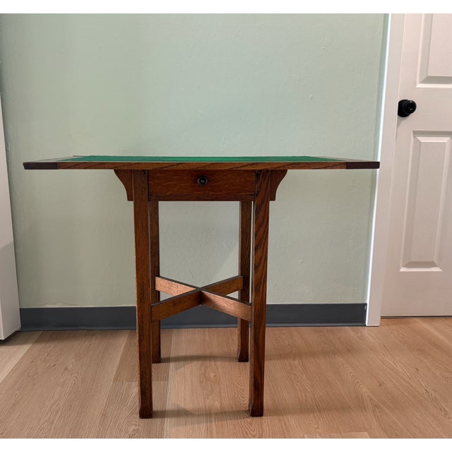 Early 19th Century Antique Oak Card Table With Felt Covered Flip Top For Sale - Image 9 of 9