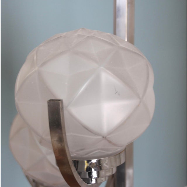 Art Deco Chromed Pendant Lamp with 3 Globes, 1930s For Sale - Image 9 of 10